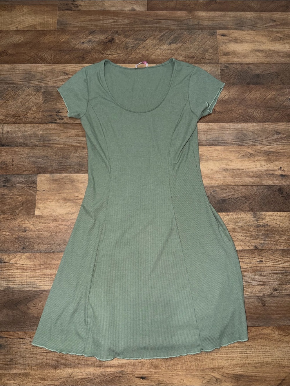 Pink Lily Sage Green Ribbed Scoop Top